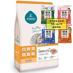 피니키 - 고양이용 더 컴플리트32 치킨&덕 2.5kg + [사은품] 캣쵸10g 4개